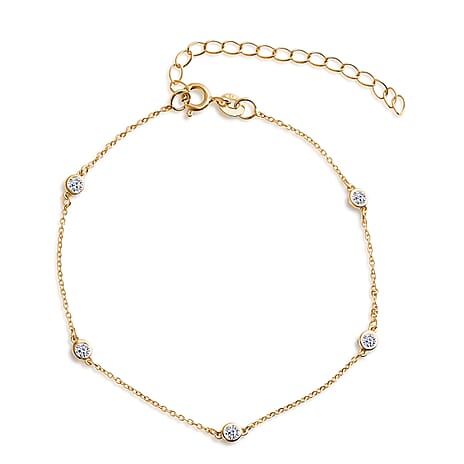 Luxuriant - Lab Grown Diamond (SI-G-H) Station Bracelet (Size - 7.5-2 EXT) in 18K Vermeil Yellow Gold Plated Sterling Silver 0.25 Ct