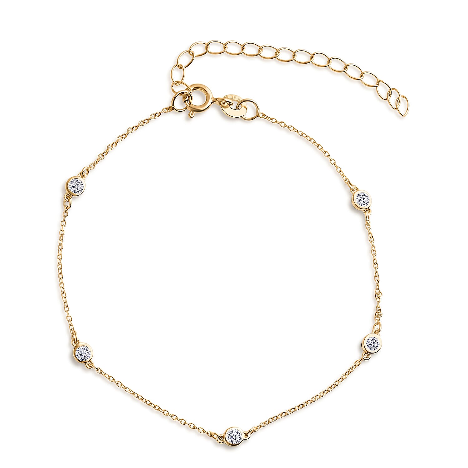 Luxuriant - SI-GH Lab Grown Diamond Bracelet (Size - 7.5-2 EXT) in 18K Vermeil Yellow Gold Plated Sterling Silver 0.25 Ct