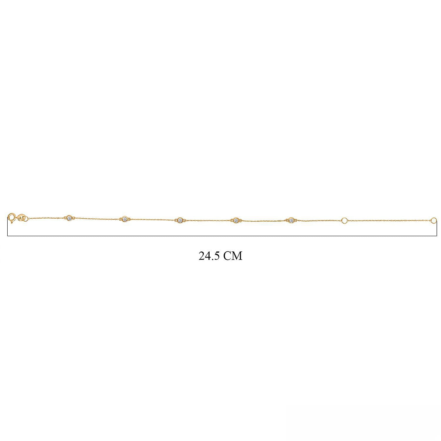 Luxuriant - SI-GH Lab Grown Diamond Bracelet (Size - 7.5-2 EXT) in 18K Vermeil Yellow Gold Plated Sterling Silver 0.25 Ct
