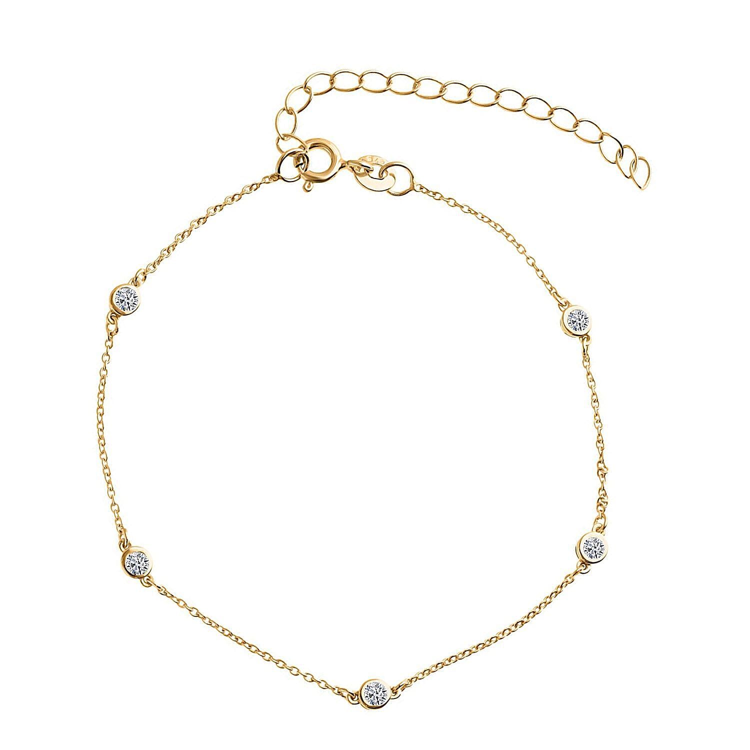 Luxuriant SI-GH Lab Grown Diamond Bracelet (Size - 7.5-2 EXT) in 18K Vermeil Yellow Gold Plated Sterling Silver