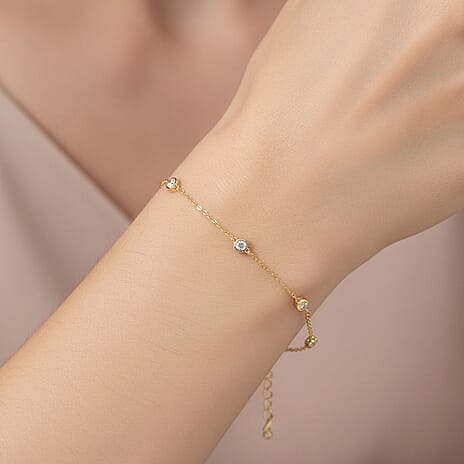 Luxuriant SI-GH Lab Grown Diamond Bracelet (Size - 7.5-2 EXT) in 18K Vermeil Yellow Gold Plated Sterling Silver 0.25 Ct