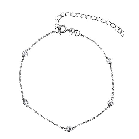 Luxuriant - Lab Grown Diamond (SI-G-H) Bracelet (Size - 7.5-2 EXT) in Rhodium Overlay Sterling Silver 0.25 Ct
