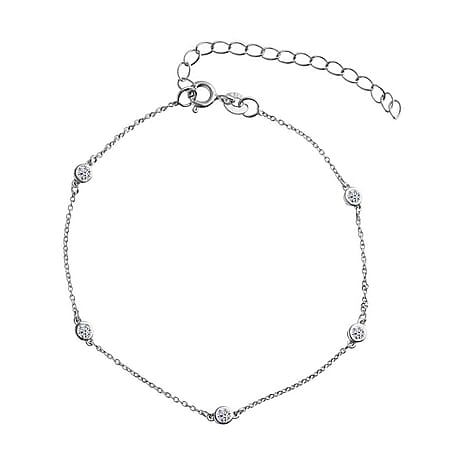 LUXURIANT Lab Grown Diamond Bracelet (Size - 7.5-2 EXT) with Spring Clasp in Rhodium Overlay Sterling Silver (SI-GH)
