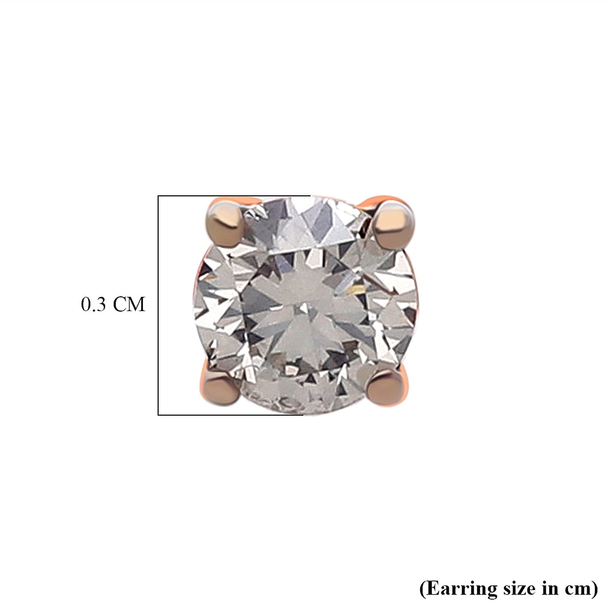 Luxuriant SI Lab Grown Champagne Diamond Solitaire Stud Push Post Earring in 18K Vermeil Rose Gold Plated Sterling Silver 0.28 Ct