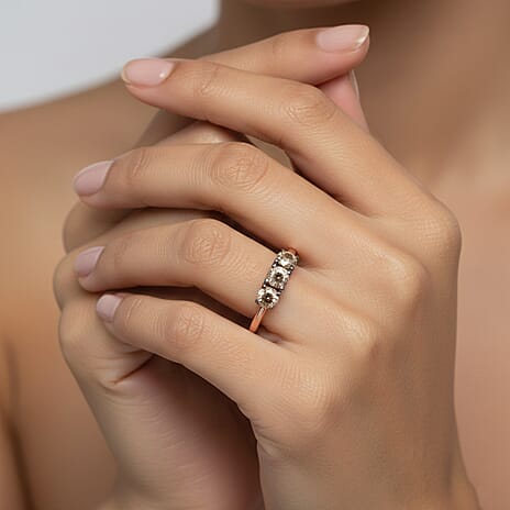 NY Close Out- SI Lab Grown Champagne Diamond Ring in 18K Vermeil Rose Gold Plated Sterling Silver 0.50 Ct.