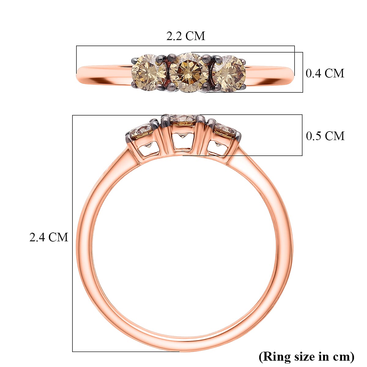 Luxuriant SI Lab Grown Champagne Diamond Band Ring in 18K Vermeil Yellow Gold Plated Sterling Silver