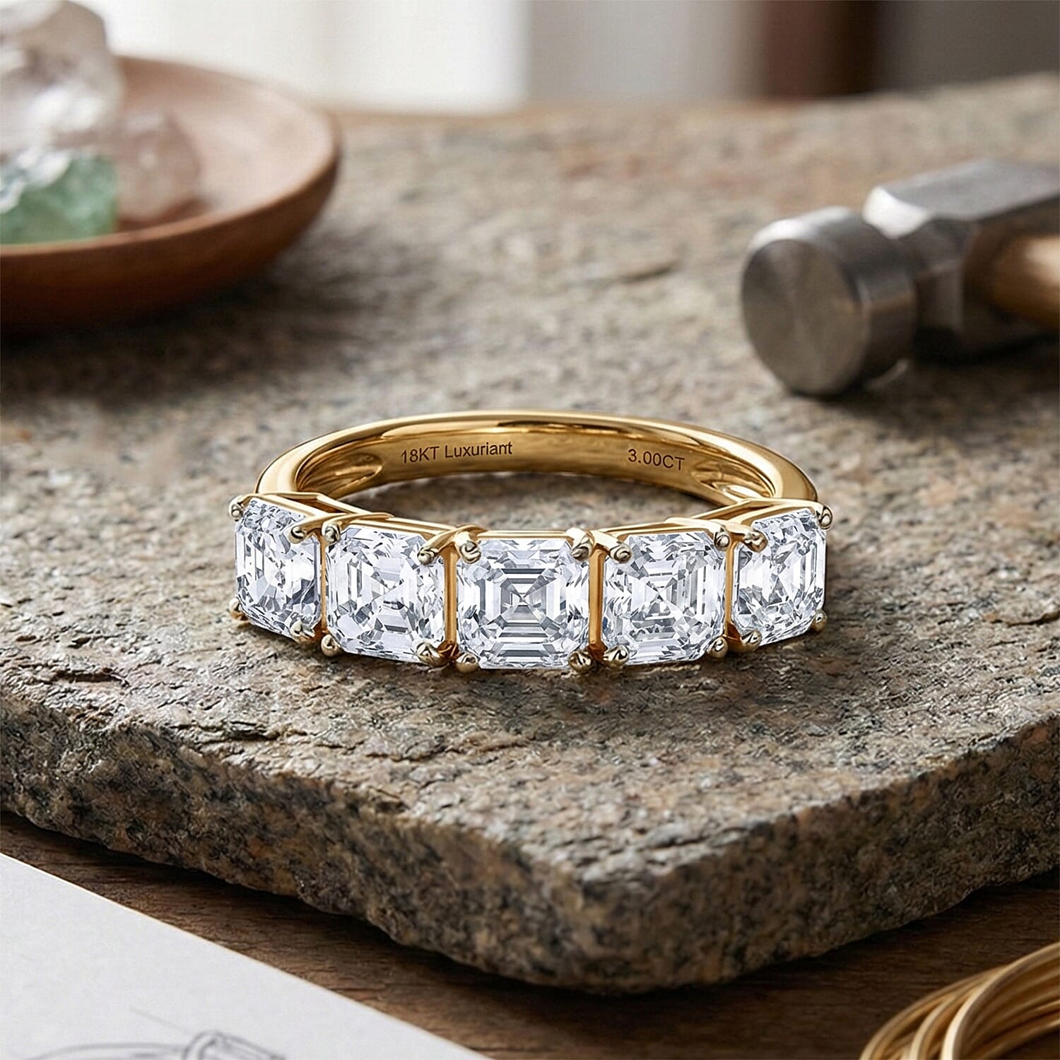 Luxuriant  18K Yellow Gold SGL Certified VS-EF Lab Grown Diamond  Ring 3.00 Ct, Gold Wt. 3.00 Gms