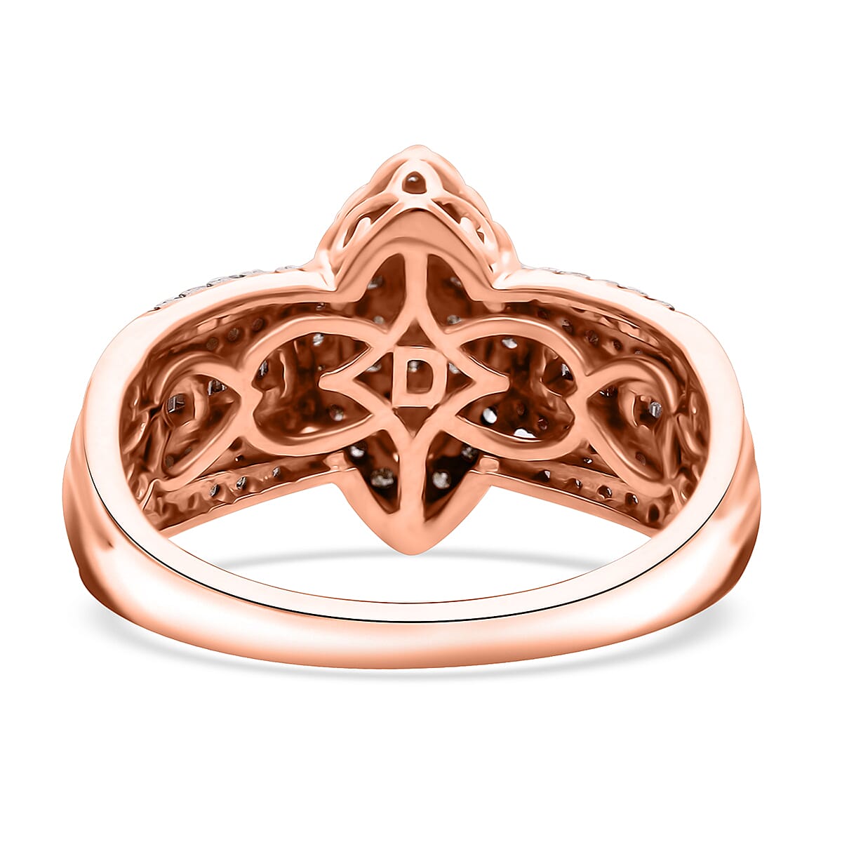 D'Joy Champagne Diamond Ring in 18K Rose Gold Plated Sterling Silver 0.73 Ct
