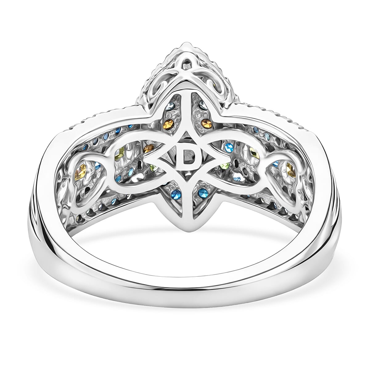 D'Joy Multi Diamond Cluster Ring in Rhodium Overlay Sterling Silver 0.50 Ct.