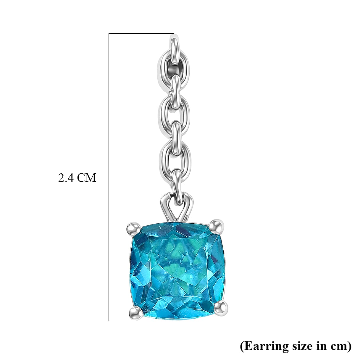 D'Joy Capri Blue Quartz Dangling Push Back Earring in Platinum Overlay Sterling Silver 5.07 Ct.
