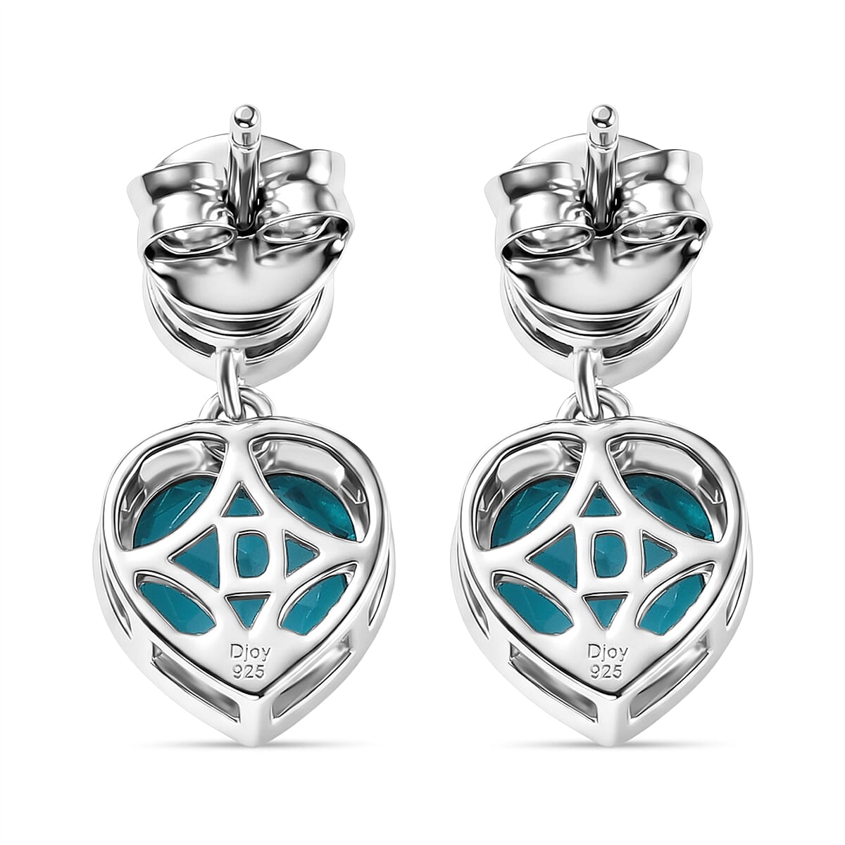 D'Joy Capri Blue Quartz & African Amethyst Heart Drop Stud Earring with Push Back in Platinum Overlay Sterling Silver 3.38 Ct.