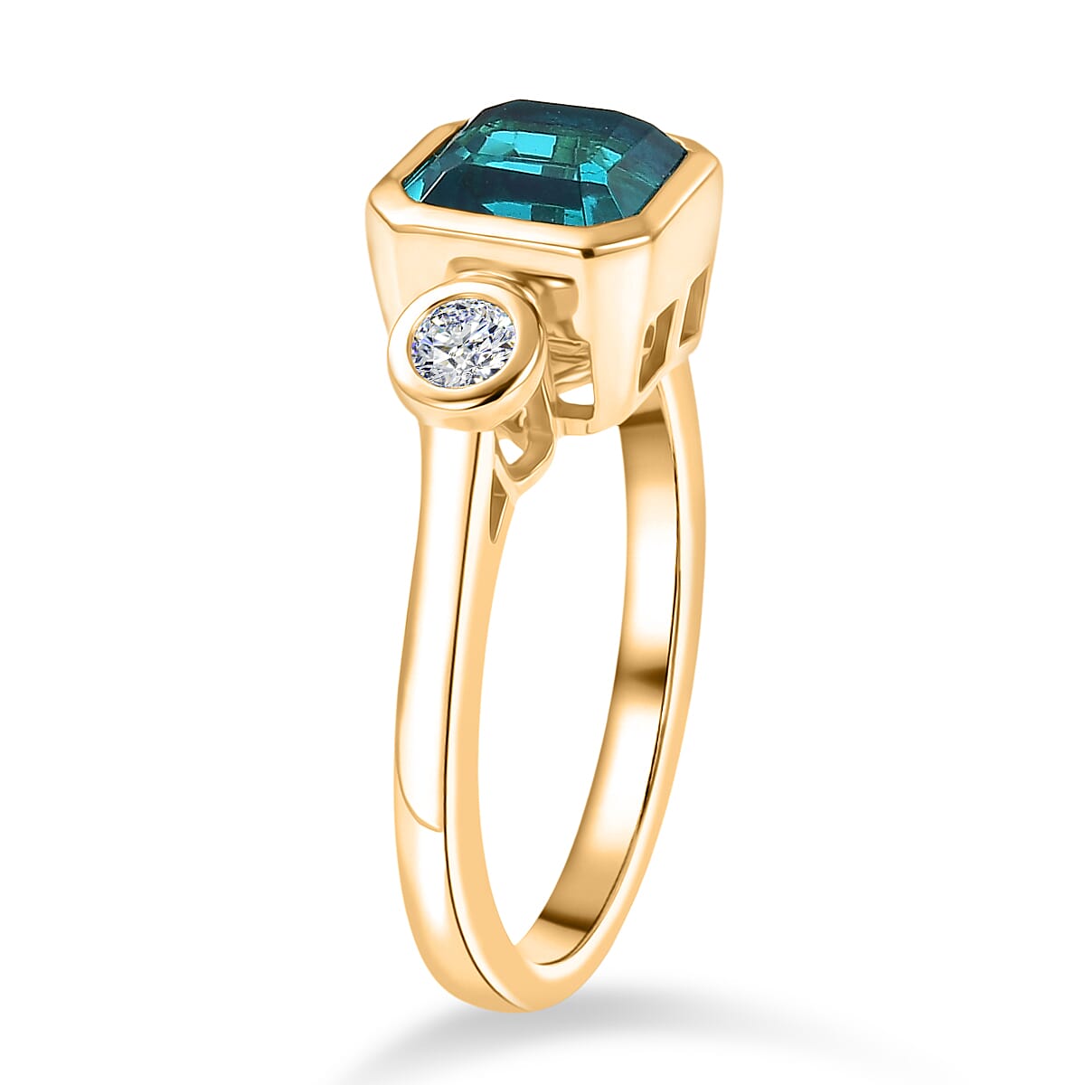 D'Joy Capri Blue Quartz & White Topaz Ring in Yellow Gold Plated Sterling Silver 2.23 Ct.