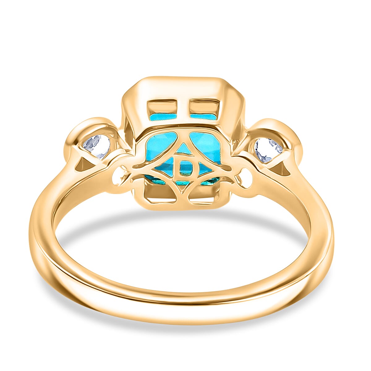 D'Joy Capri Blue Quartz & White Topaz Ring in Yellow Gold Plated Sterling Silver 2.23 Ct.