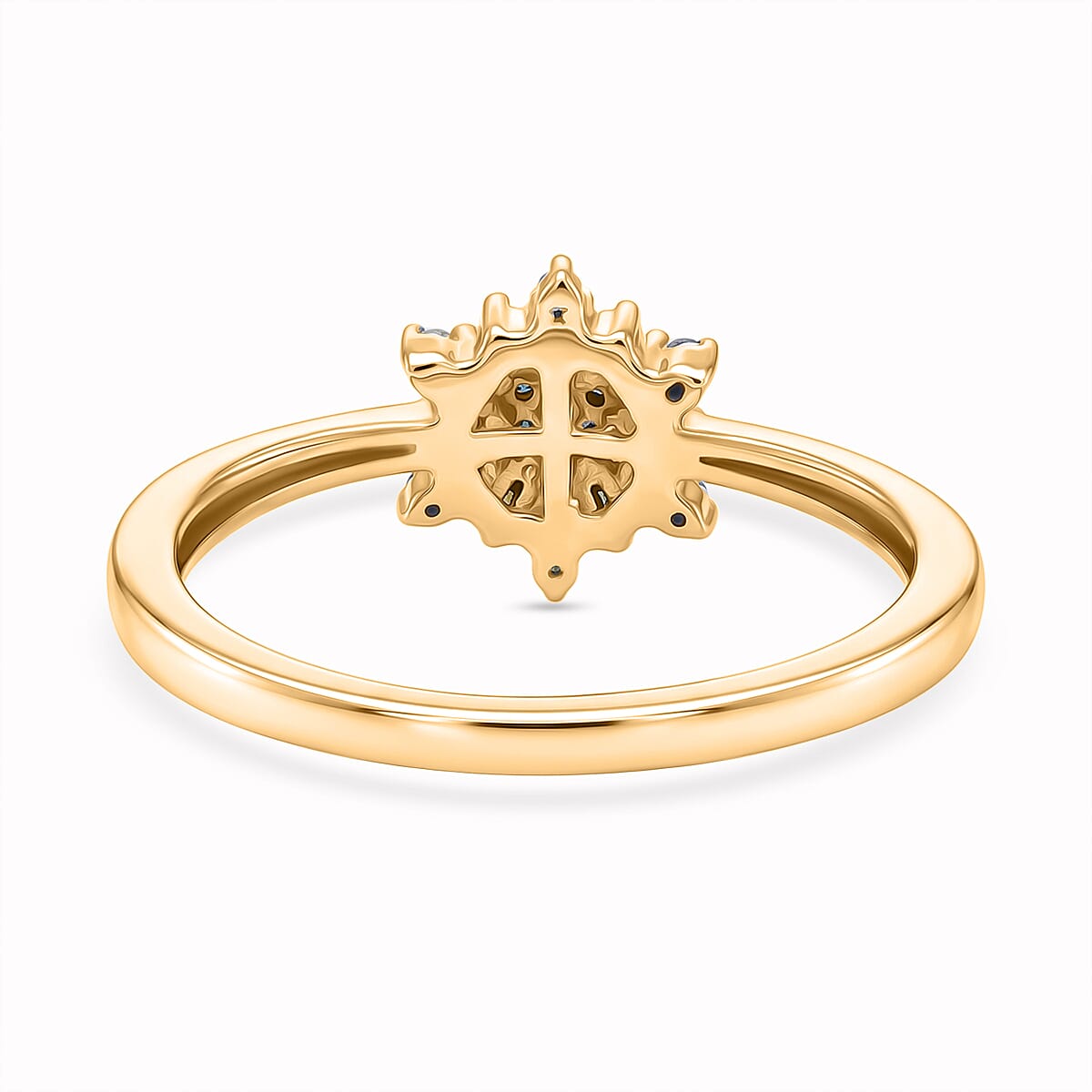 D'Joy Green Diamond & Multi Diamond Cluster Ring in 18K Vermeil Yellow Gold Plated Sterling Silver