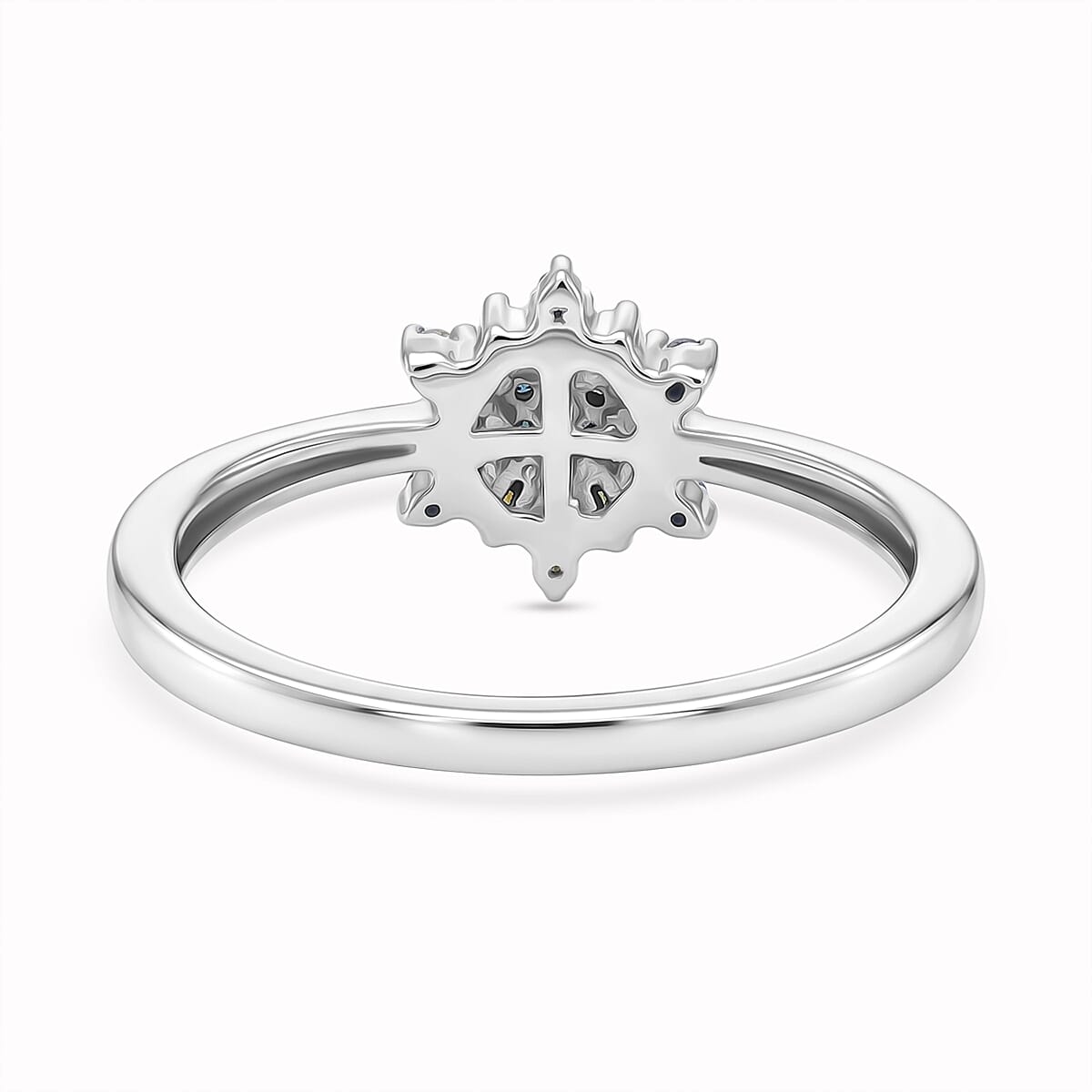 D'Joy Green Diamond & Multi Gemstones Ring in Rhodium Overlay Sterling Silver 0.15 Ct