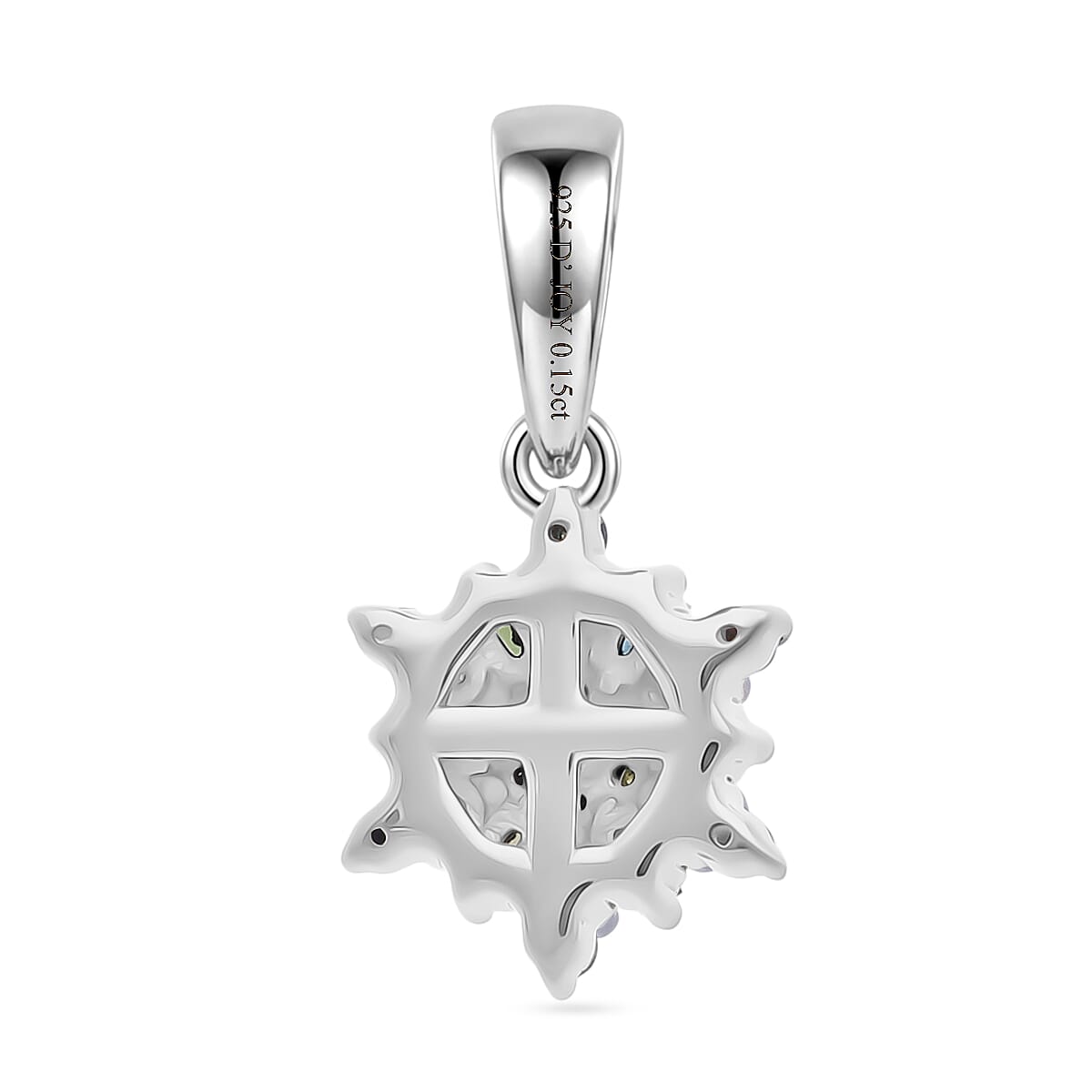 D'Joy Blue Diamond & Multi Gemstones Pendant in Rhodium Overlay Sterling Silver