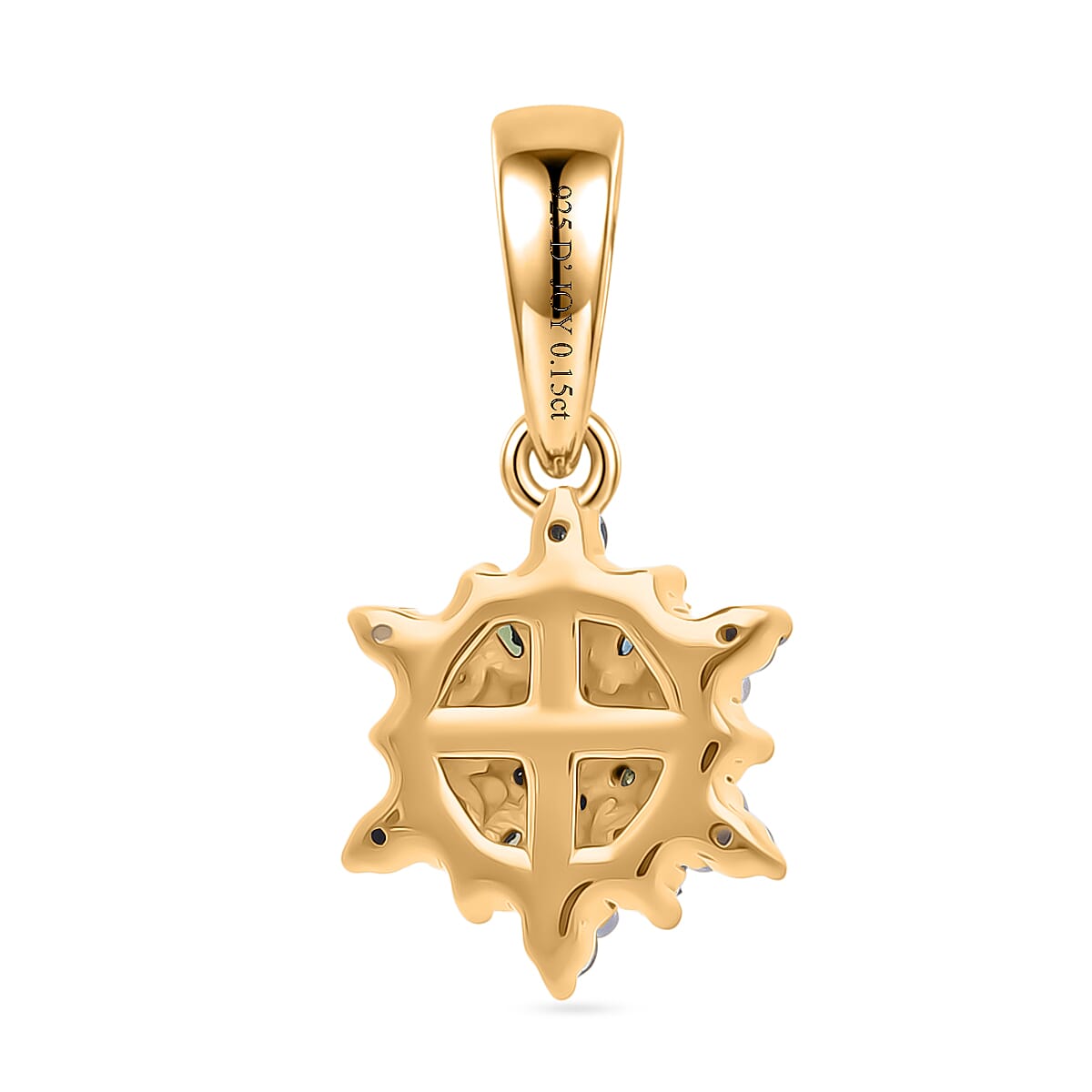 D'Joy Blue Diamond & Multi Gemstones Pendant in 18K Vermeil Yellow Gold Plated Sterling Silver