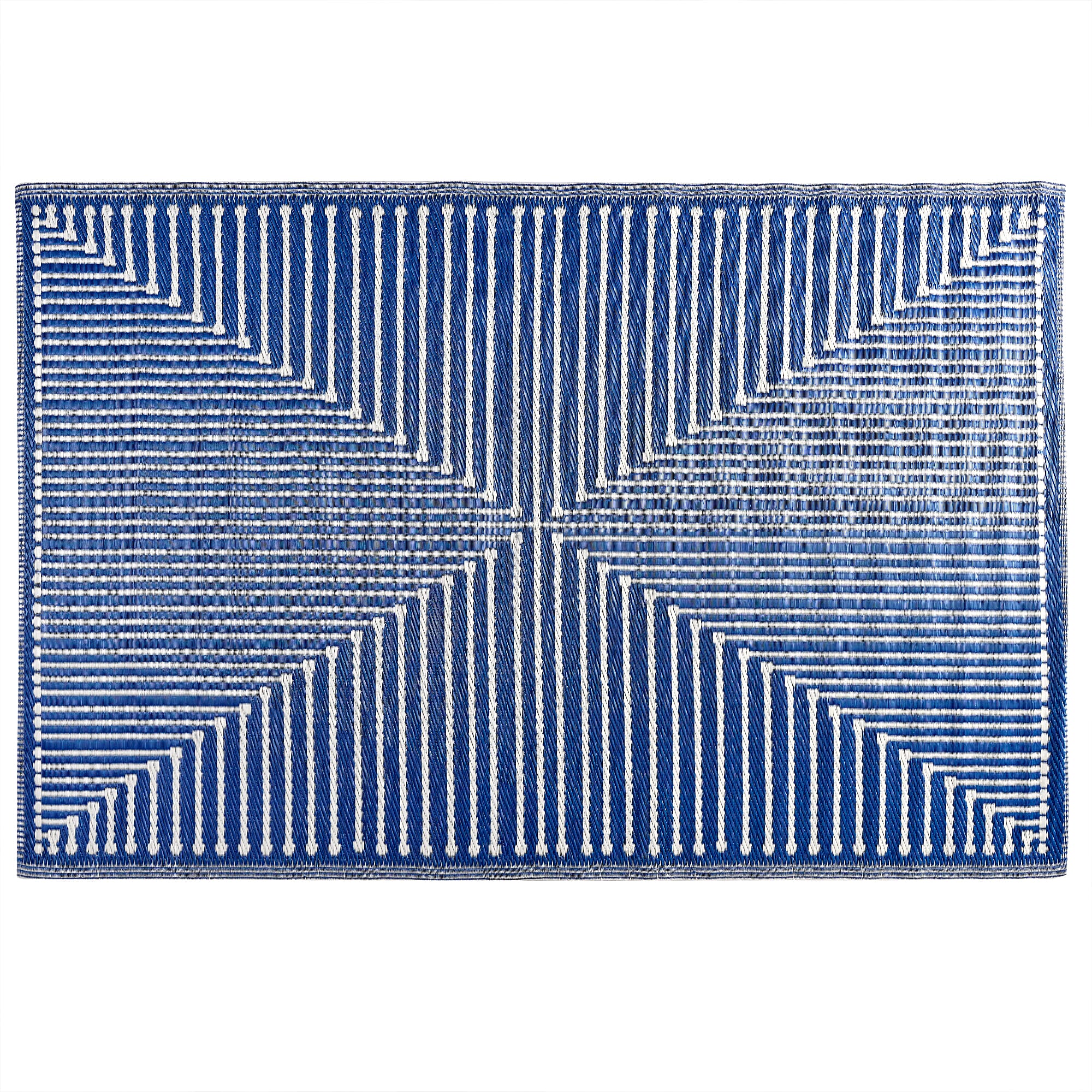 Livmore  Livmore Polypropylene 440 Gsm Mat  (Size 120x180 Cm) - Blue And off White