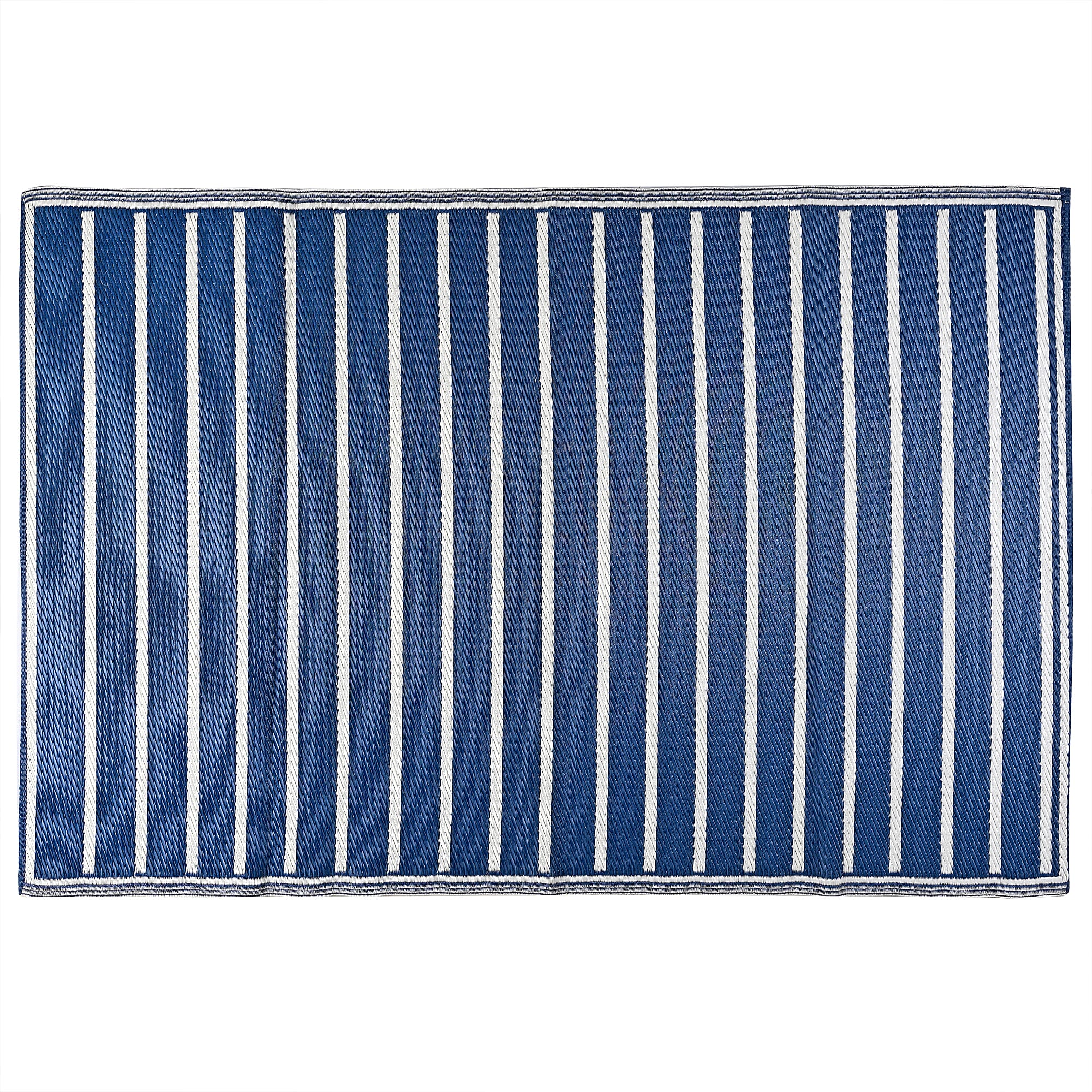 Livmore Polypropylene 440 Gsm Mat (Size 120x180 Cm) - White & Navy Blue