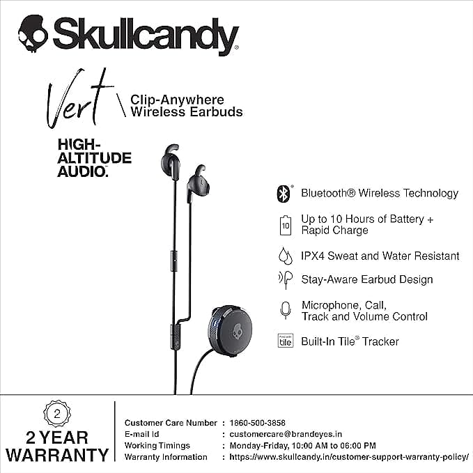 Skullcandy Vert Wireless Earbuds Fearless - Black