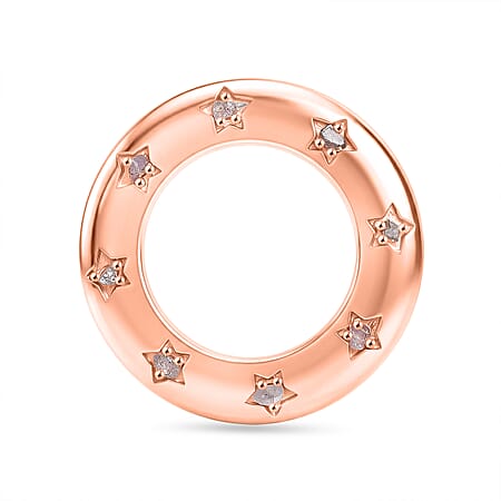 D'Joy Natural Pink Diamond Circle Pendant in 18K Vermeil Rose Gold Plated Sterling Silver