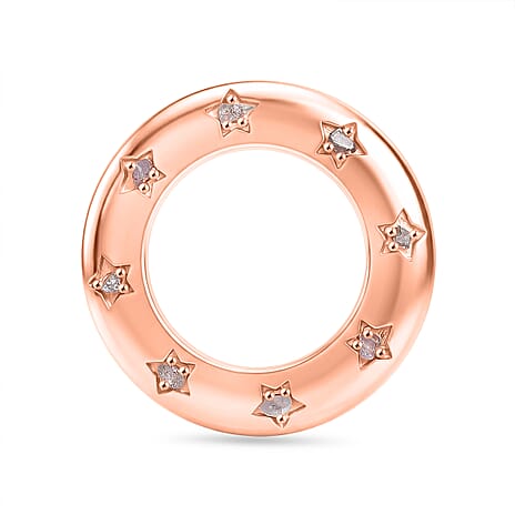 D'Joy Natural Pink Diamond Circle Pendant in 18K Vermeil Rose Gold Plated Sterling Silver