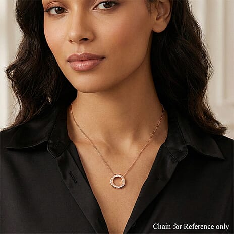 D'Joy Natural Pink Diamond Circle Pendant in 18K Vermeil Rose Gold Plated Sterling Silver
