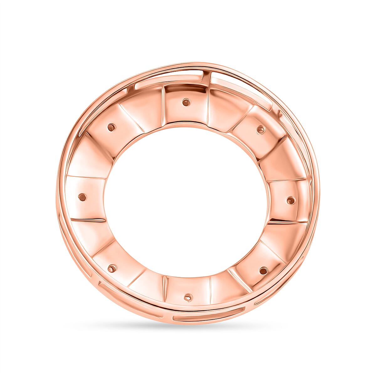 D'Joy Natural Pink Diamond Circle Pendant in 18K Vermeil Rose Gold Plated Sterling Silver