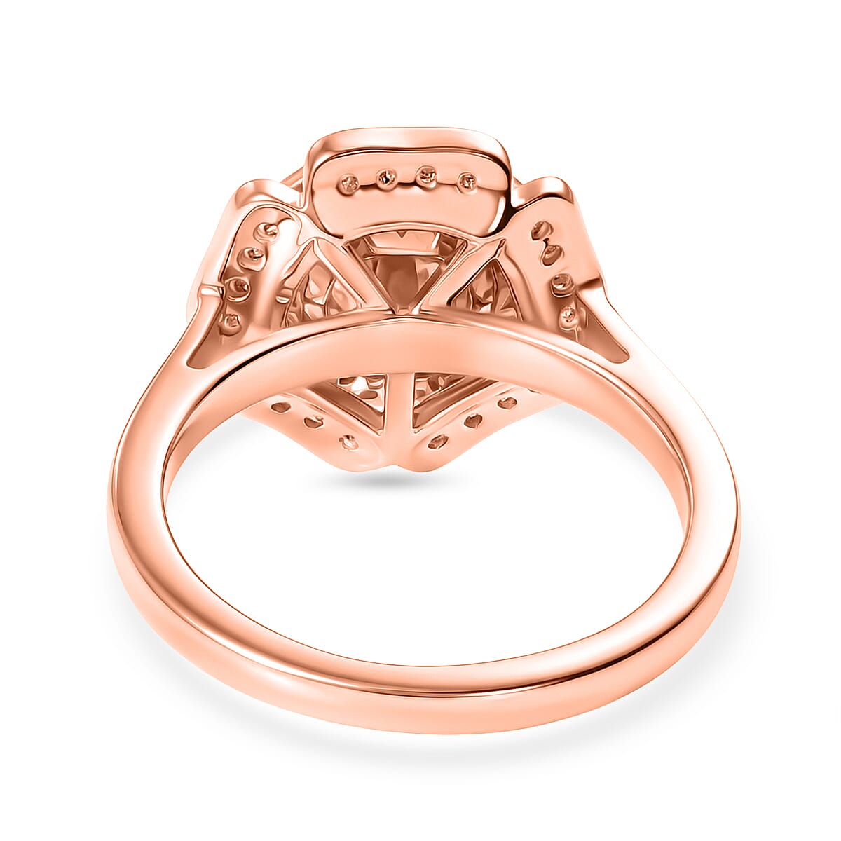 D'Joy Natural Pink Diamond Floral Ring in 18K Vermeil Rose Gold Plated Sterling Silver. Total Diamond Wt 0.50 Cts