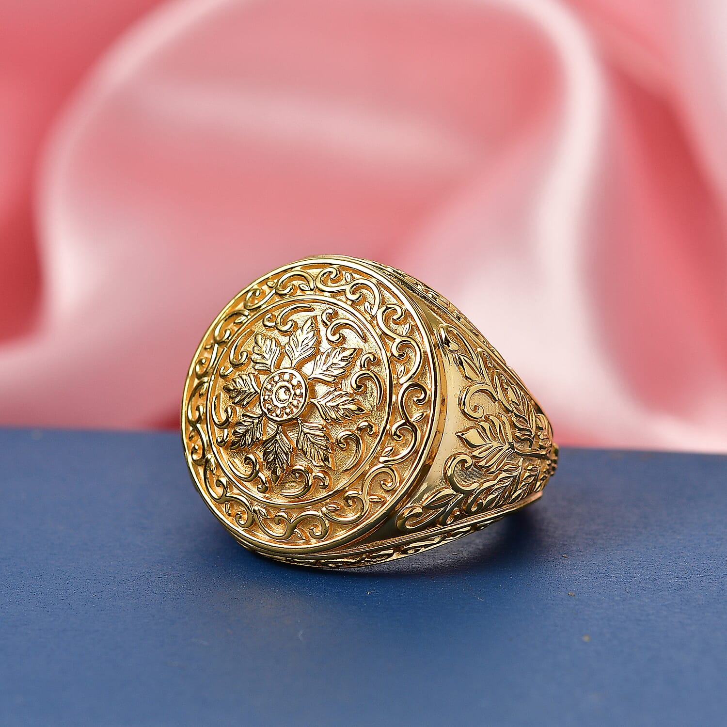 EverTrue Fillegree Work Ring in Yellow Gold Tone