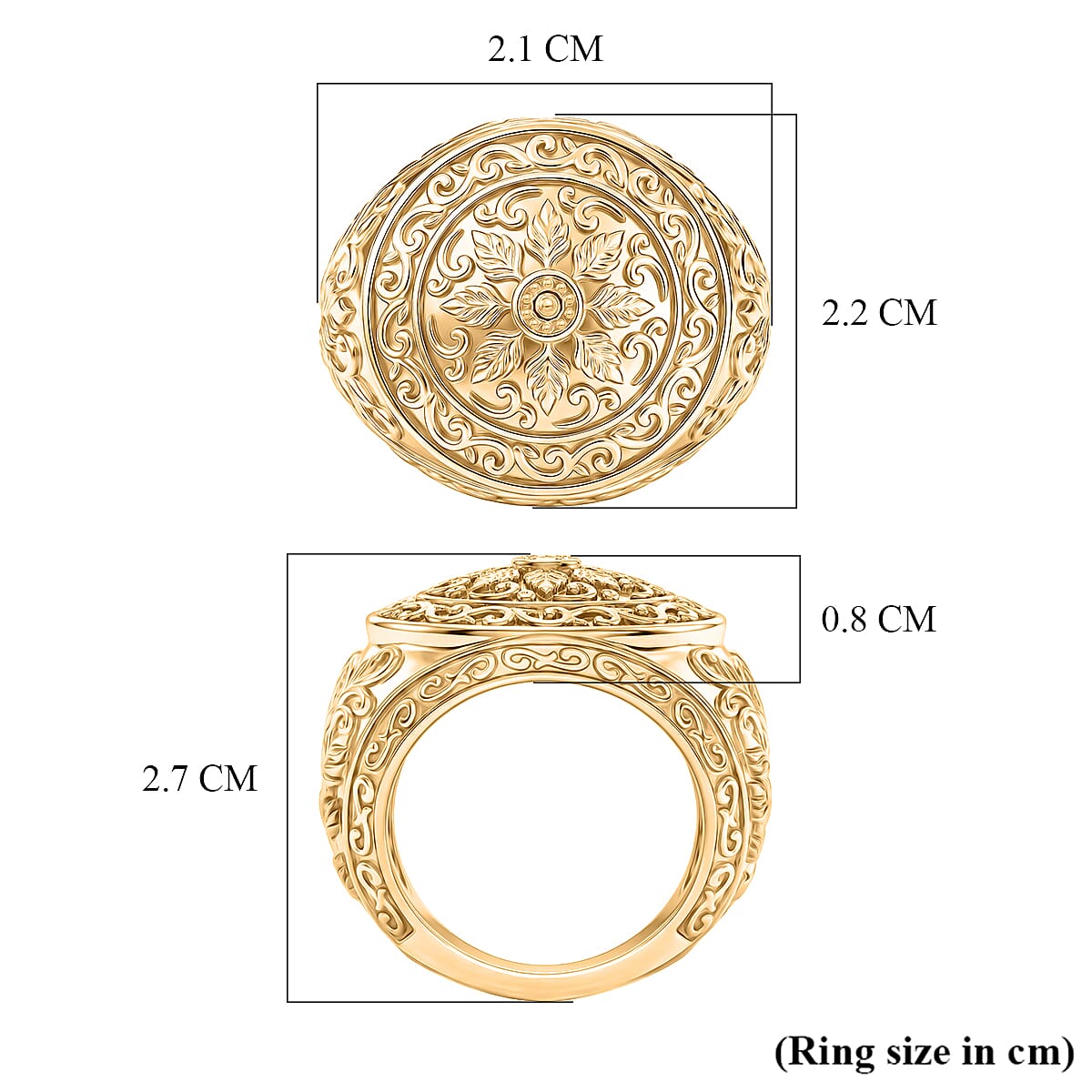EverTrue Fillegree Work Ring in Yellow Gold Tone
