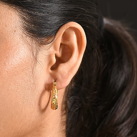 Bronzella Collection - EverTrue Filigree Hoop Earring with Clasp Back in 18K Gold Plating