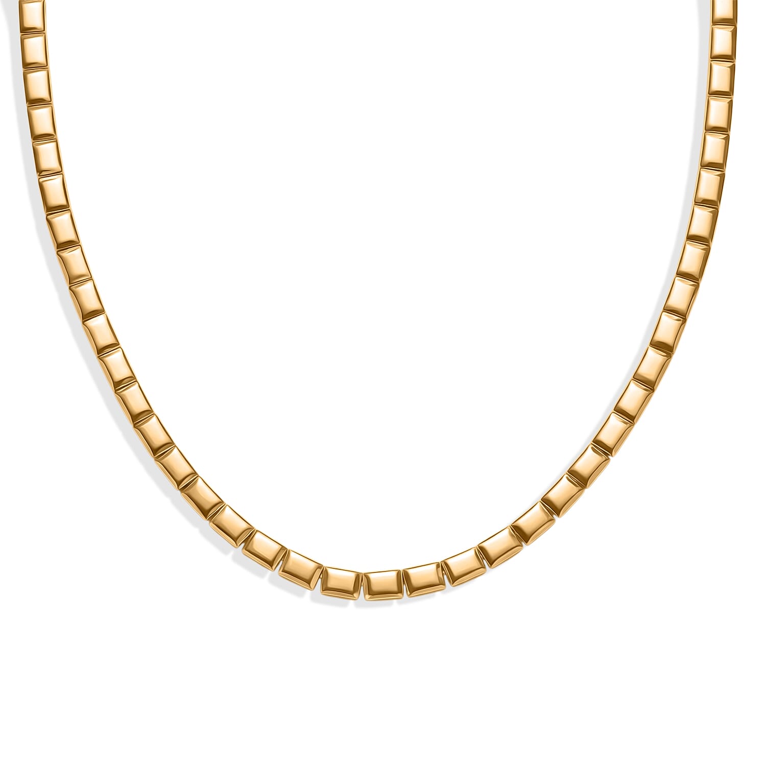 EverTrue Square Link Necklace (Size - 20) with GB Lock Box in Yellow Gold Tone