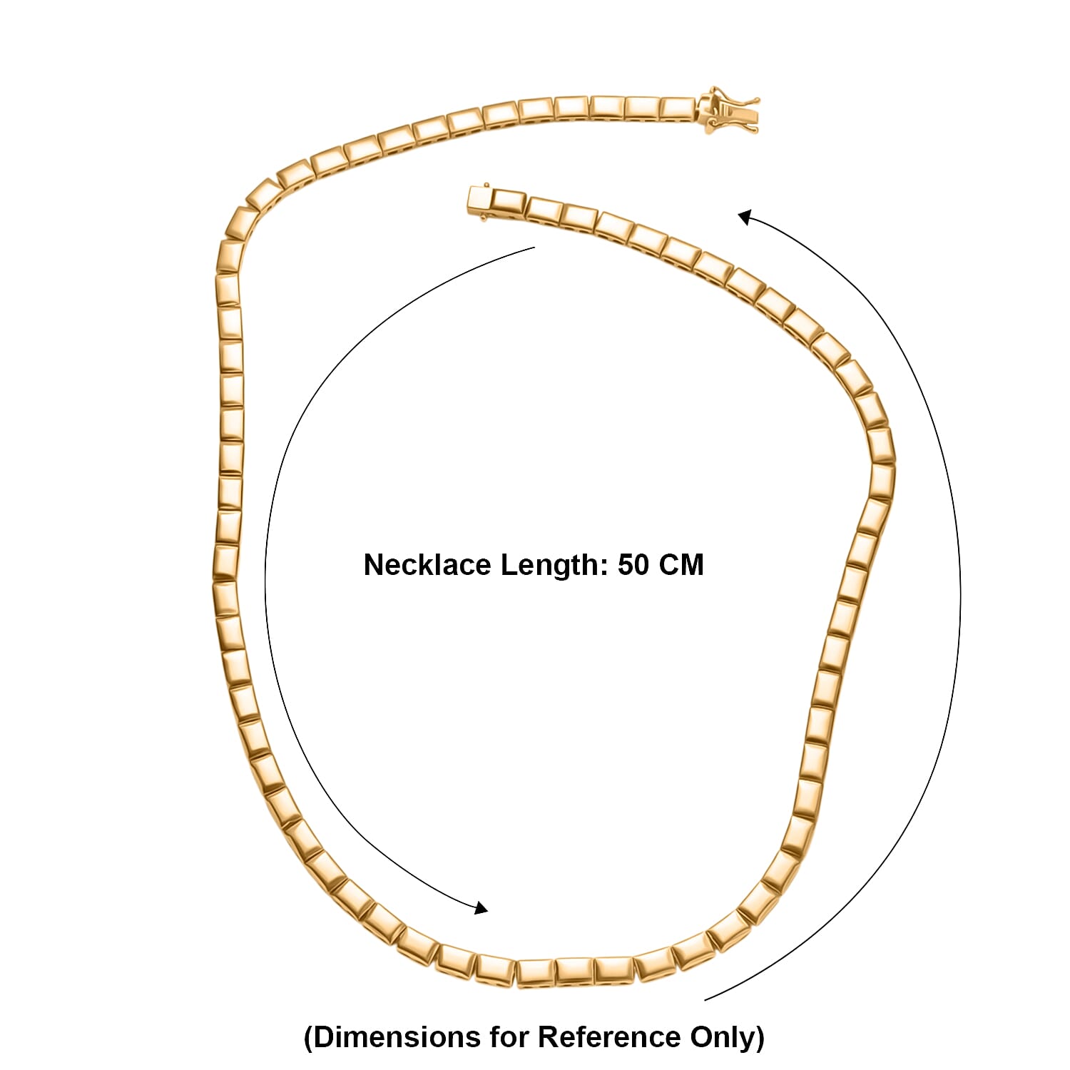 EverTrue Square Link Necklace (Size - 20) with GB Lock Box in Yellow Gold Tone