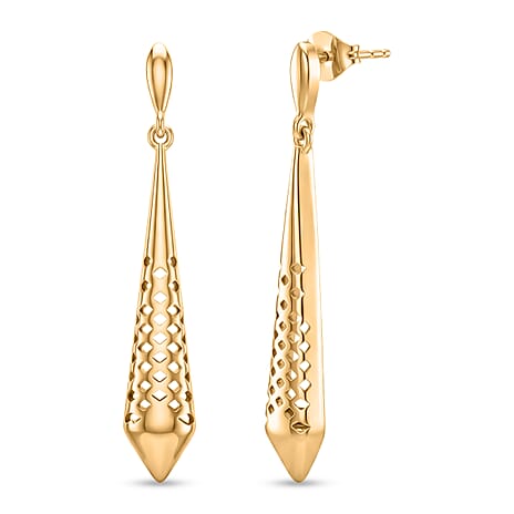 EverTrue Dangling Earring with Push Back in Yellow Gold Tone