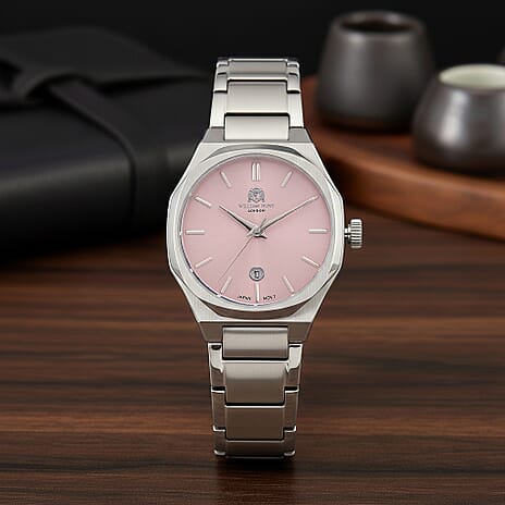 William Hunt Limited Edition Japanese Miyota Movement 5 ATM Water Resistant Watch With Date Function & Presentation Box - Pink