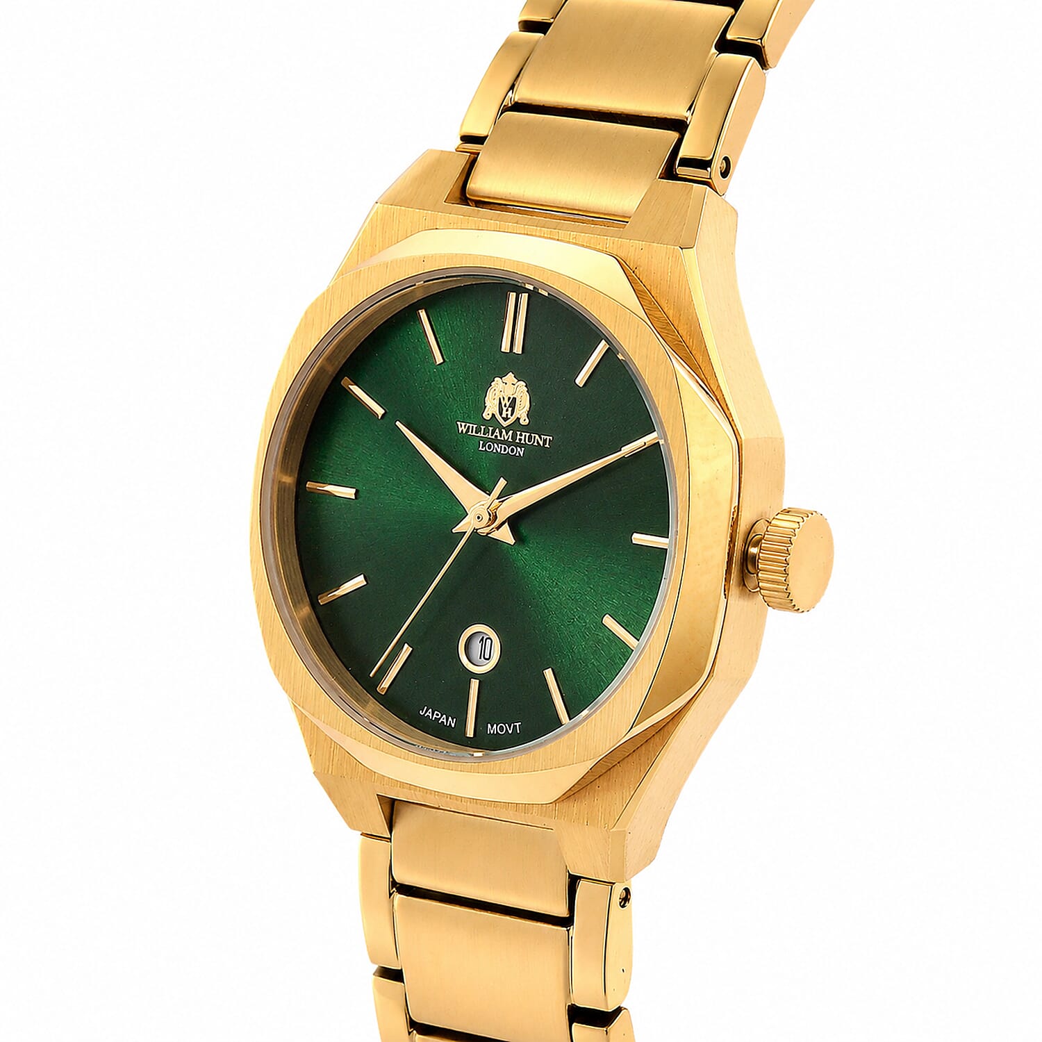 William Hunt Miyota Japanese Movement With Date Function Dark Green Sunray Dial Watch - Green