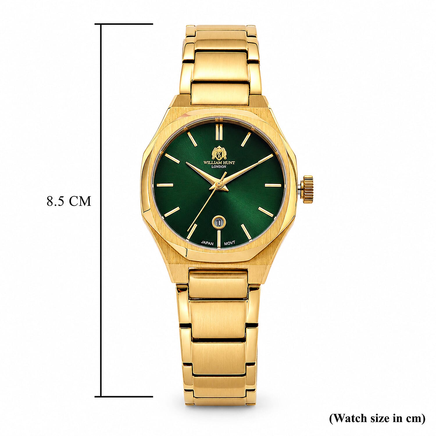 William Hunt Miyota Japanese Movement With Date Function Dark Green Sunray Dial Watch - Green