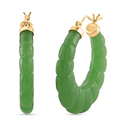 D'Joy Enhanced Green Jade Beads Earring with Clasp in Rhodium Overlay Sterling Silver 75.00 Ct.