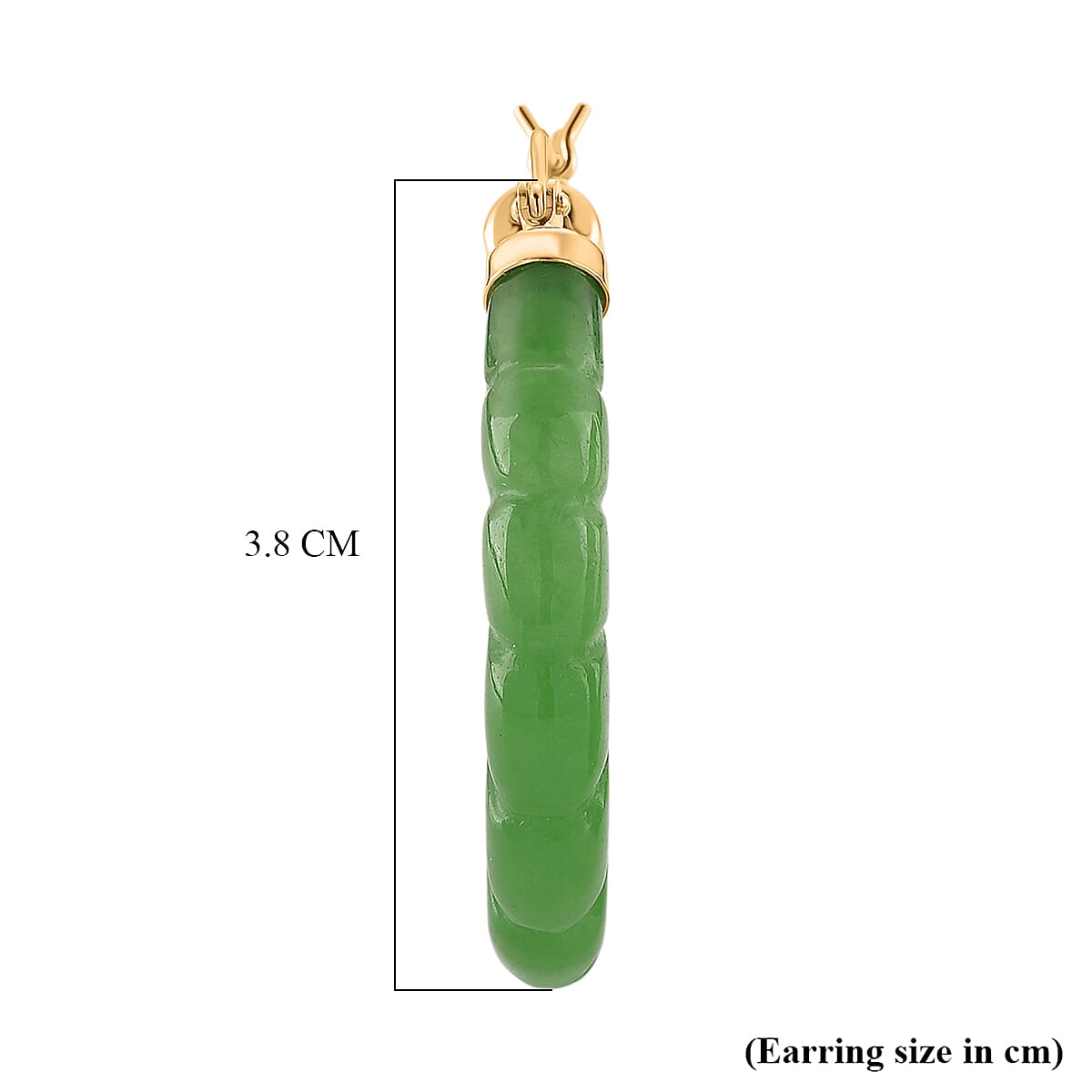 D'Joy Enhanced Green Jade Beads Earring with Clasp in Yellow Gold Plated Sterling Silver 75.00 Ct.