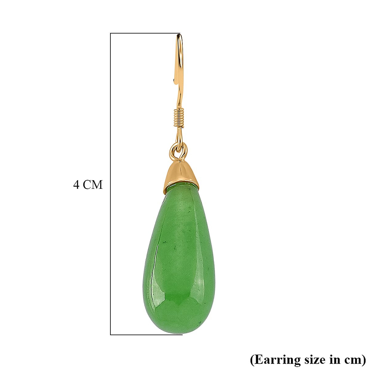 D'Joy Enhanced Green Jade Beads Earring with Hook in Yellow Gold Plated Sterling Silver 20.00 Ct.