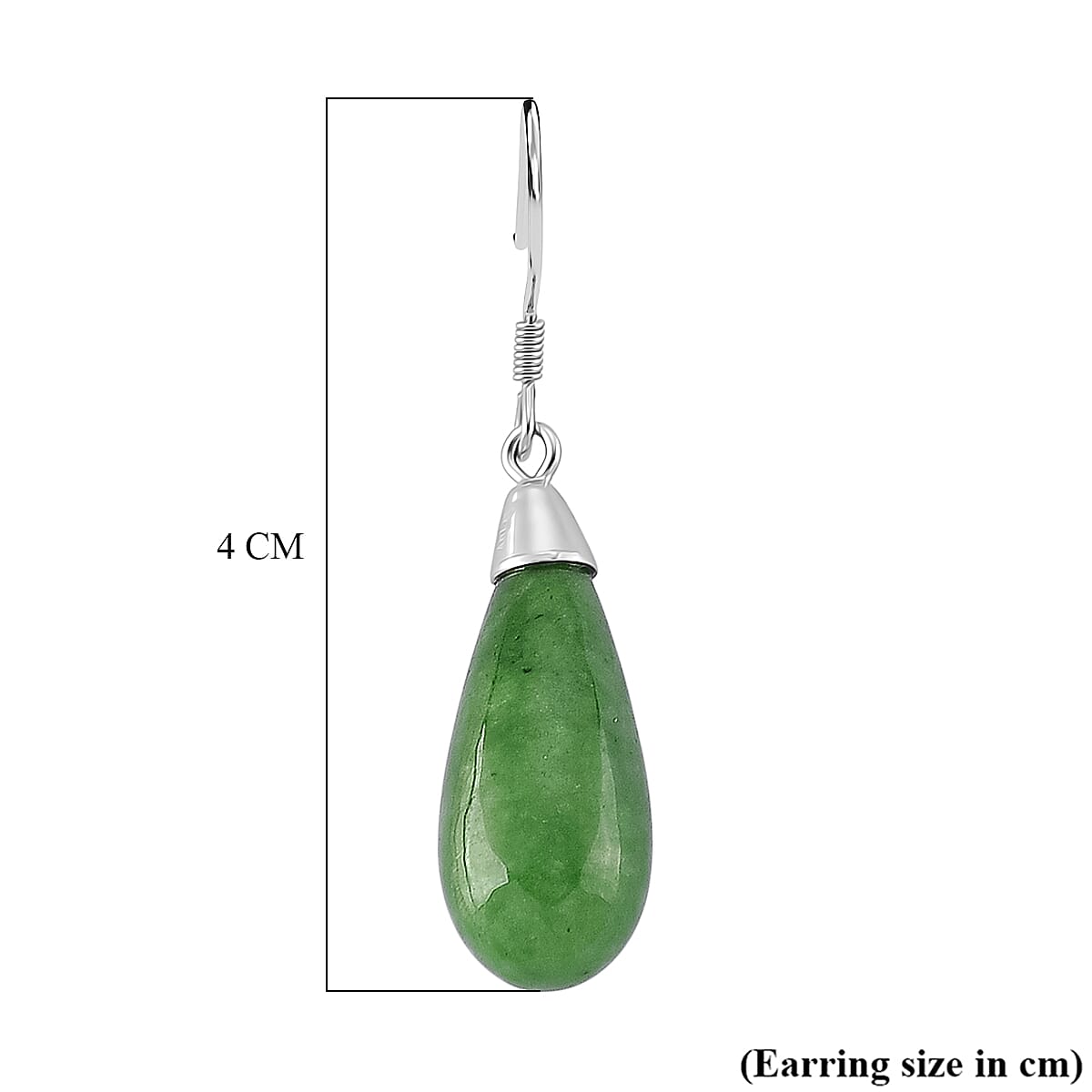 D'Joy Enhanced Green Jade Beads Hook Earring in Rhodium Overlay Sterling Silver 20.00 Ct.