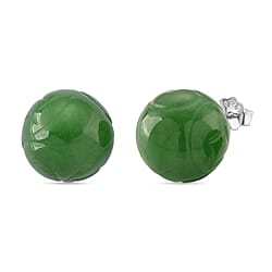 D'Joy Enhanced Green Jade Beads Earring with Push Back in Yellow Gold Plated Sterling Silver 30.00 Ct.