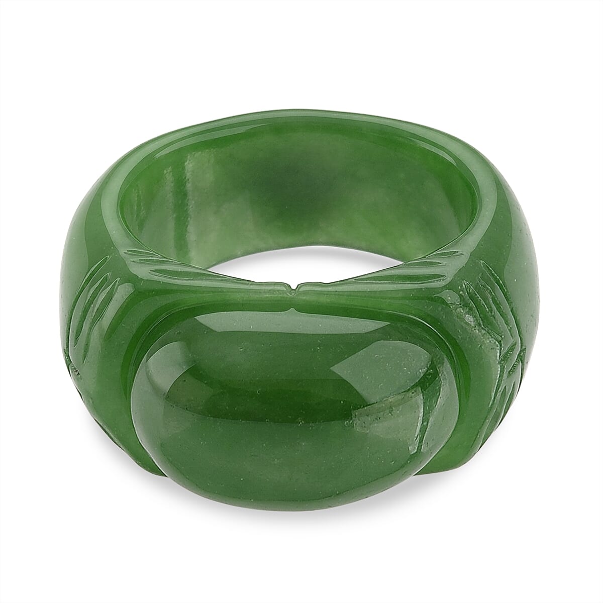 Enhanced Green Jade Curving Cut Ring 50.00 Ct.