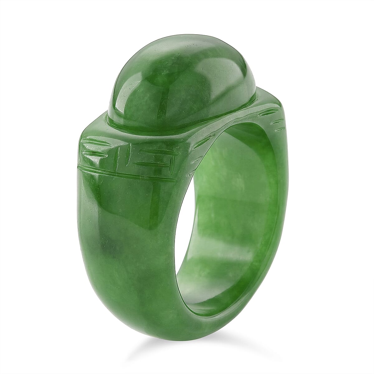 Enhanced Green Jade Curving Cut Ring 50.00 Ct.