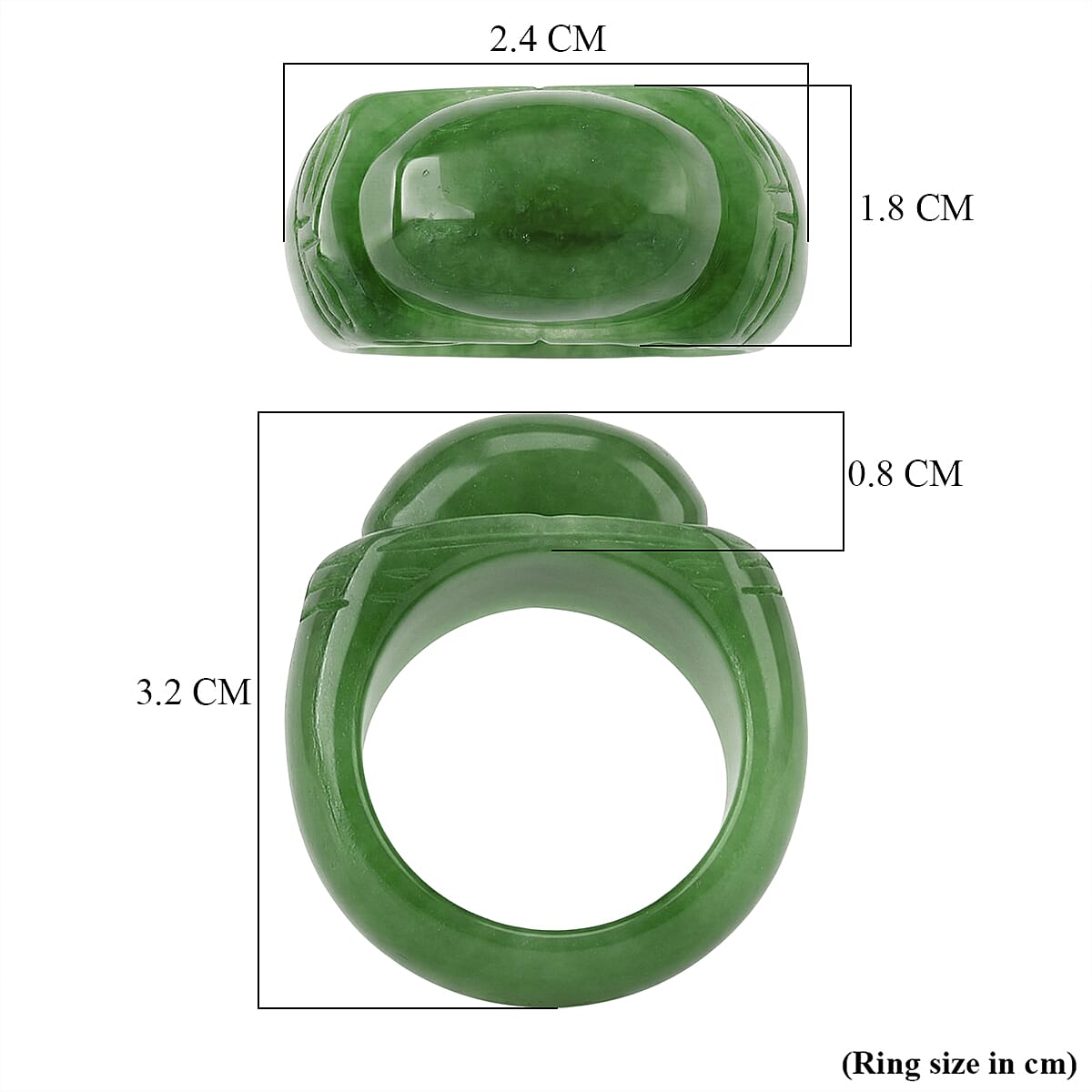 Enhanced Green Jade Curving Cut Ring 50.00 Ct.
