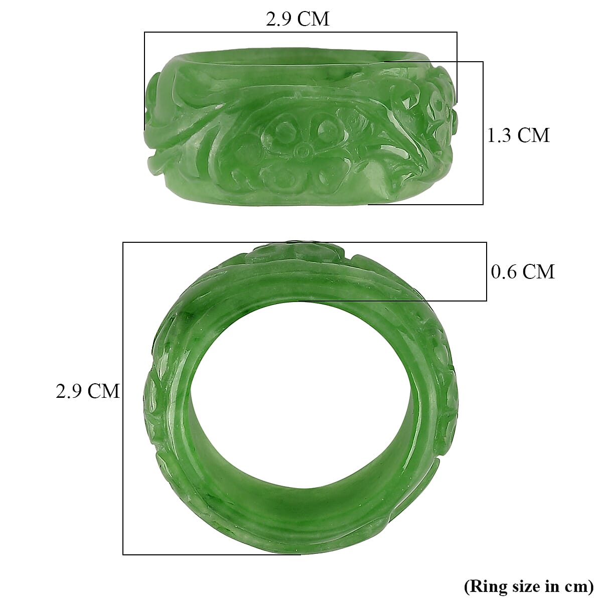 Enhanced Green Jade Curving Cut Floral Band Ring 30.00 Ct.
