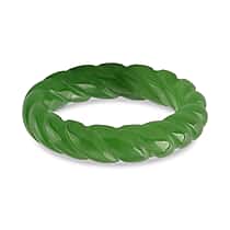 Enhanced Green Jade Curving Cut Band Ring 20.00 Ct.
