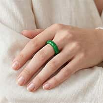 Enhanced Green Jade Curving Cut Band Ring 20.00 Ct.