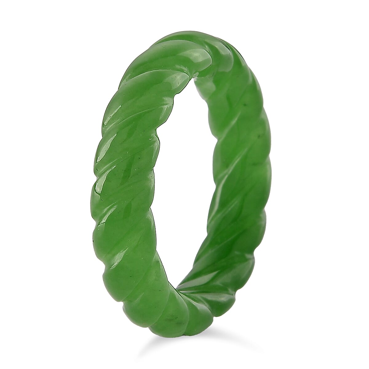 Enhanced Green Jade Curving Cut Band Ring 20.00 Ct.